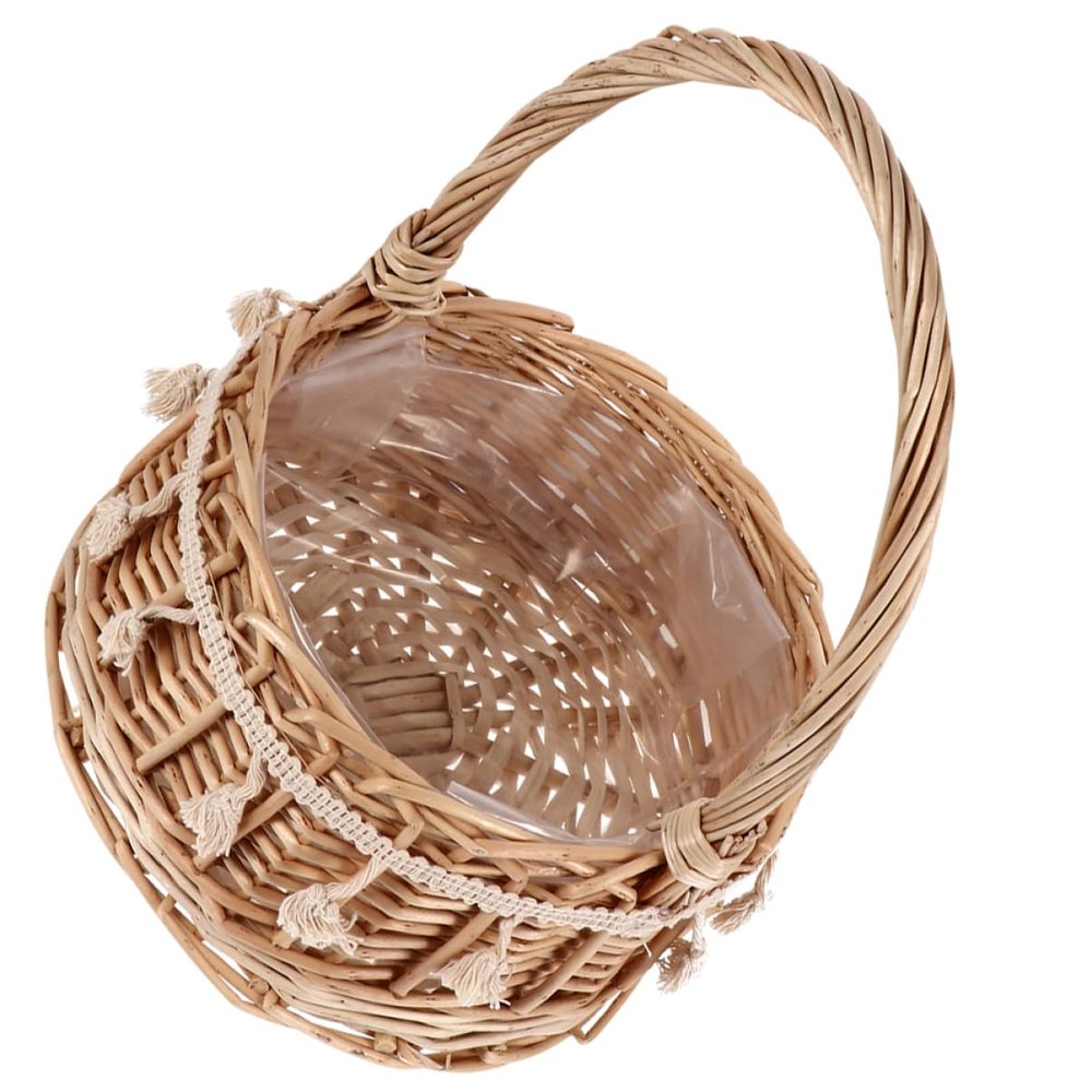 Holibanna Flower Girl Basket Rattan Woven Basket with Handle 7.87X4.33X4.33 Inch Rustic Storage for Wedding Party Petals and