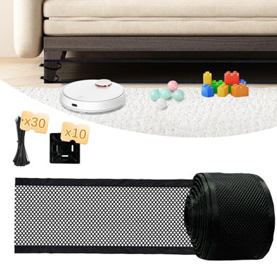 GRETMIX Under Couch Blocker, 4"x 394" Under Furniture Blocker with 30 Cable Ties, Stop Things Going Under Sofa Couch Bed, Couch Blockers for Pets Toys Easy to Install, Black