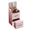 3-in-1 Vanity Desk Set with Flip-Top Mirror Vanity Bench 3 Storage Drawers Wood Makeup Vanity for Dressing Areas Multi Scenario Use(Pink,60 cm) view 1