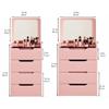 3-in-1 Vanity Desk Set with Flip-Top Mirror Vanity Bench 3 Storage Drawers Wood Makeup Vanity for Dressing Areas Multi Scenario Use(Pink,60 cm) view 2