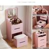 3-in-1 Vanity Desk Set with Flip-Top Mirror Vanity Bench 3 Storage Drawers Wood Makeup Vanity for Dressing Areas Multi Scenario Use(Pink,60 cm) view 4