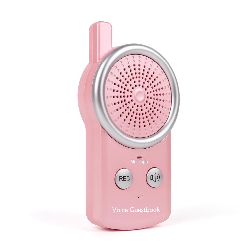 Voice Guestbook for Family Members Use,Voice Message Machine,Audio Message Reminder Memo Leave A Message in Front Door for Visitor or Friends Use Voice Recorder (Pink)