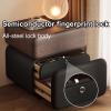 AoForce Night Stands Solid Wood Nightstand Hidden Fingerprint Lock Drawer with 3 Drawers Handleless Design Rounded Corners Suitable for Bedroom and Living Room(Walnut+Black,45x40x50cm) view 4