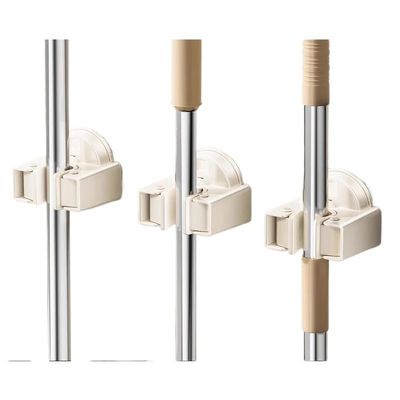 JEYQXZPG CompatibleSuction Cup Mop Clip Holder Wall Mounted Mop Brush Broom Hanger Fixed Rack Kitchen Bathroom Organizer Shelf Hook Accessories(White-3pcs)