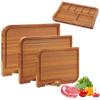 3-PCS Wood Cutting Board Set with Innovative Stand - Durable Double Sided Bamboo Cutting Board with Juice Groove & Handle for Meal Prep, Meat Charcuterie Serving, Eco-Friendly Healthy Kitchen Gift view 1