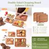 3-PCS Wood Cutting Board Set with Innovative Stand - Durable Double Sided Bamboo Cutting Board with Juice Groove & Handle for Meal Prep, Meat Charcuterie Serving, Eco-Friendly Healthy Kitchen Gift view 2