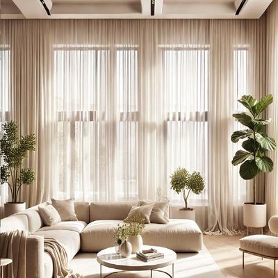 Ikiriska Extra Long Sheer Voile Curtain Sheer Voile with Pocket top (1 Panel) Custom Made (Champagne, 11 ft)
