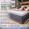 Travel Happy Green Tea Infused Memory Foam Mattress, Medium Firmness, 8-Way Stretch Nitro Cooling Cover, Multi-Layer Support (38x80 - Twin XL, Medium, 8.0, Inches) view 2
