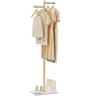 ENUMAIL Modern Garment Rack,Z-Shaped Coat Stand with Rock Base,68.9in,Gold