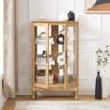 2 Doors Curio Cabinet with Tempered Glass Doors, Curio Cabinets with Mirrored Back Panel and Adjustable Shelves, Lighted Display Cabinet for Home, Office Light Bulb Included Oak EW263 view 4