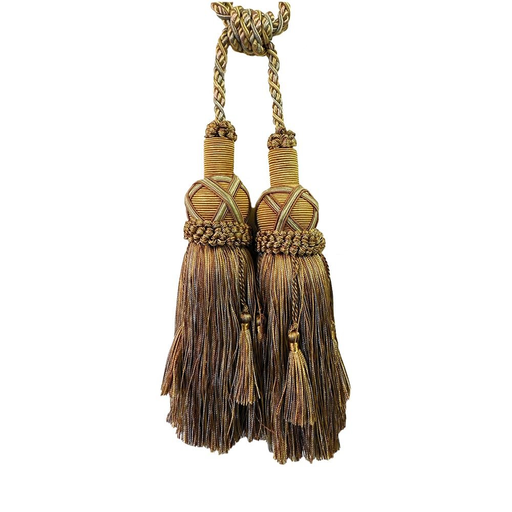 1 Pack Luxury Double Tassel Curtain Tieback, 26 in Total Length  Handcrafted Decorative Rope Holdback for Drapes & Home Interior Styling E1808_B