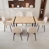 59" Light Wood Dining Table Chair Set of 8 Pcss, Medieval Black Metal Base Buy 6 Chairs and get 2 Free(Beige) NN517 view 2