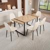 59" Light Wood Dining Table Chair Set of 8 Pcss, Medieval Black Metal Base Buy 6 Chairs and get 2 Free(Beige) NN517 view 3