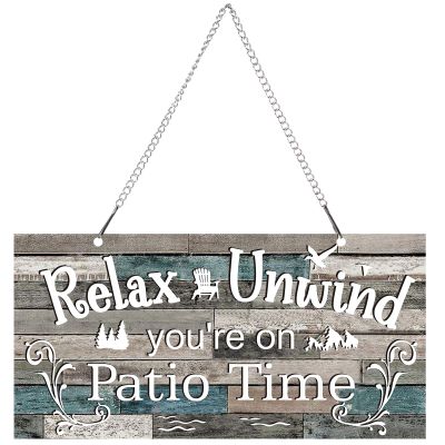 Hotop Metal Patio Sign Vintage Wall Decor for Outdoor, 12 x 6", Vivid