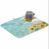 1 Pack Dish Drying Mats,Summer Watercolor Sunflower Lemon Super Absorbent Microfiber Dishes Drainer Mat Lake Stone Flower Fruit Reversible Drying Rack Pads for Kitchen Counter Sink view 1