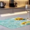 1 Pack Dish Drying Mats,Summer Watercolor Sunflower Lemon Super Absorbent Microfiber Dishes Drainer Mat Lake Stone Flower Fruit Reversible Drying Rack Pads for Kitchen Counter Sink view 3