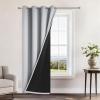 Yakamok 84 Inch Long 100% Blackout Curtains for Bedroom, 2 Thick Layers Thermal Insulated Grommet Total Blackout Drapes with Black Liner for Living Room (52Wx84L,Light Grey, 1 Panel) view 1