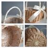Wuden 4X Wicker Woven Flower Basket, with Handle and White Ribbon, Wedding Flower Girl Baskets, for Home Garden Decoration(S) view 4
