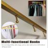Oracra Closet Rod Corner Closet Rail Support Pole, Wall Mount Right Angle Wardrobes Rod Holder, Hanging Clothes Organizer Rack, 30/40/50/60 Cm Coat Hanger Bar Hooks(Gold,50cm(19 3/4")) view 4