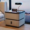 Bedside Table, Modern Nightstand Minimalist Solid Wood Bedside Table with Password Lock Bedroom Storage Cabinet Bedside Locker(Khaki,15.7x15.7x19.7in) view 1