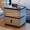 Bedside Table, Modern Nightstand Minimalist Solid Wood Bedside Table with Password Lock Bedroom Storage Cabinet Bedside Locker(Khaki,15.7x15.7x19.7in) view 3