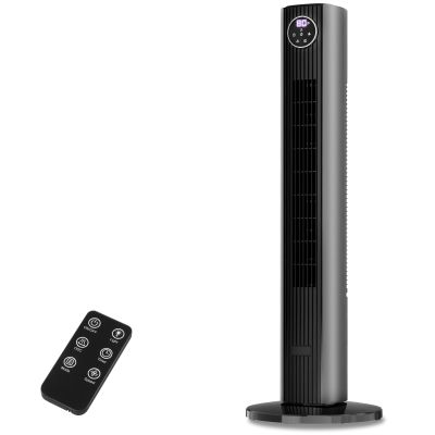 Electactic Tower Fan for Bedroom 25ft/s Standing Fan 85 Oscillating Fan with Remote, 3 Speeds, 4 Modes, 12H Timer, Portable Bladeless Floor Fan for Indoors/Home/Office, Grey