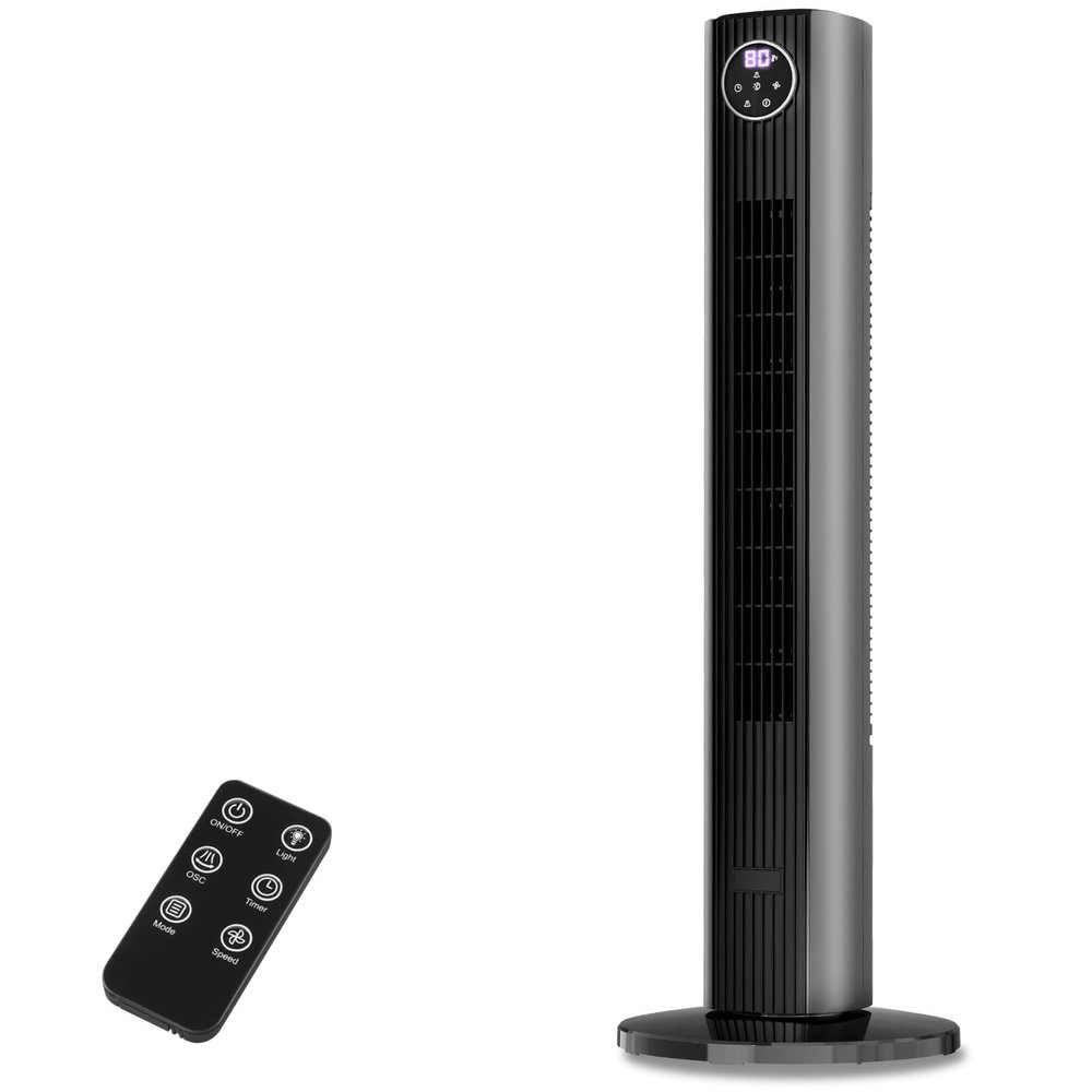 Electactic Tower Fan for Bedroom 25ft/s Standing Fan 85 Oscillating Fan with Remote, 3 Speeds, 4 Modes, 12H Timer, Portable Bladeless Floor Fan for Indoors/Home/Office, Grey