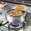 Deep Fryer Pot, 304 Stainless Steel Frying Pot with Thermometer, Oil Drip Drainer Rack & Lid for Chicken, Fish, French Fries, Shrimp(9.1in/23.8cm) view 1