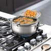 Deep Fryer Pot, 304 Stainless Steel Frying Pot with Thermometer, Oil Drip Drainer Rack & Lid for Chicken, Fish, French Fries, Shrimp(9.1in/23.8cm) view 4
