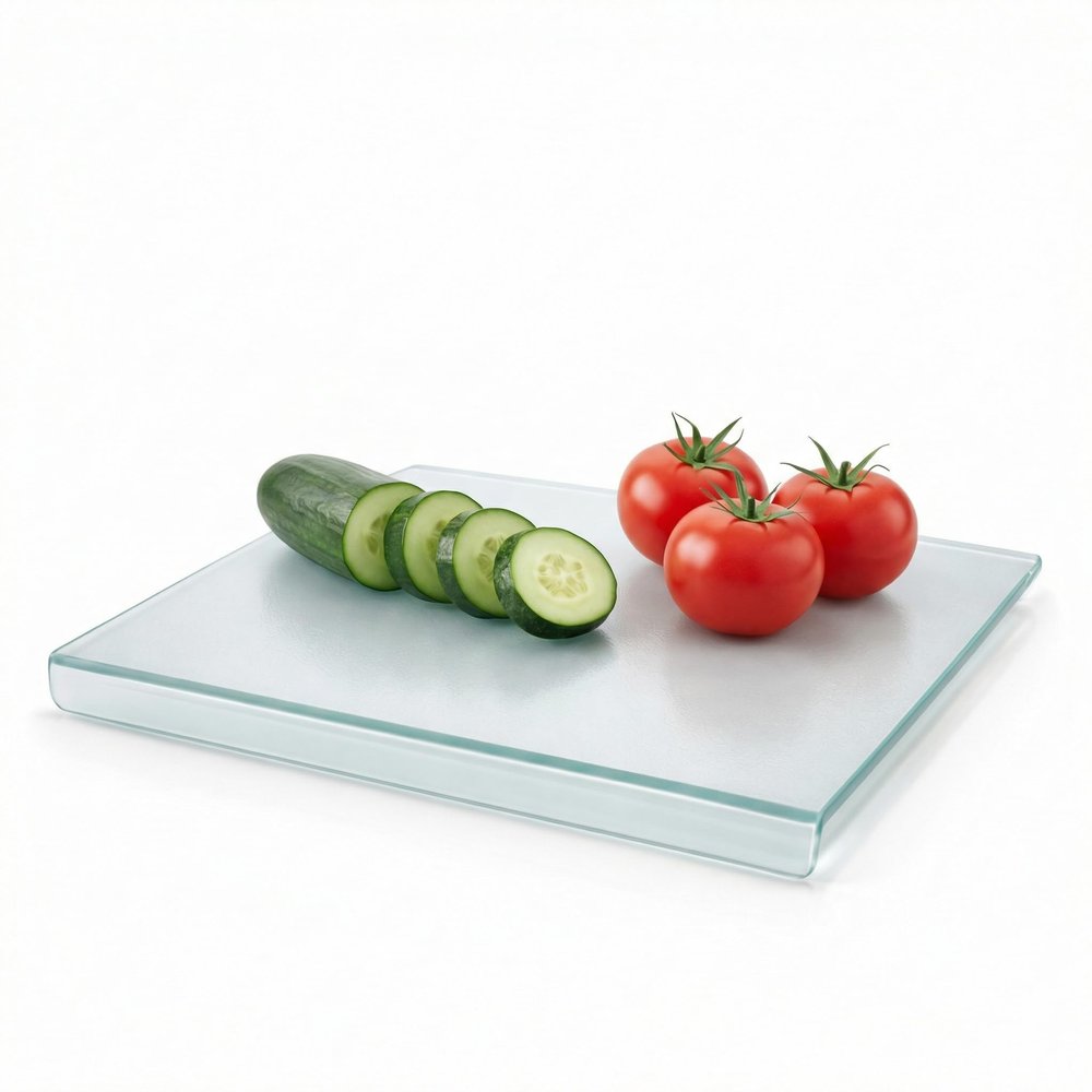 Acrylic Cutting Board with Counter Lip Small (12" x 16" / 30 x 40 cm) | Clear Kitchen Cutting Board Without Bin, Durable & Easy to Clean, Non-Slip Edge Design