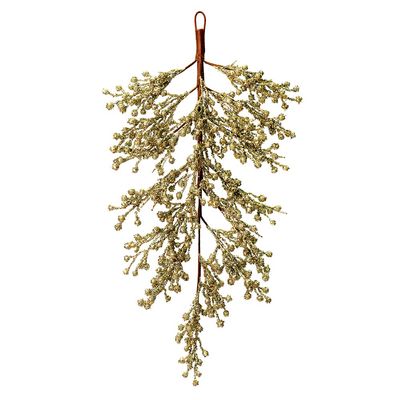 33 in. Champagne Glitter Berry Door Swag Tear Drop Outdoor