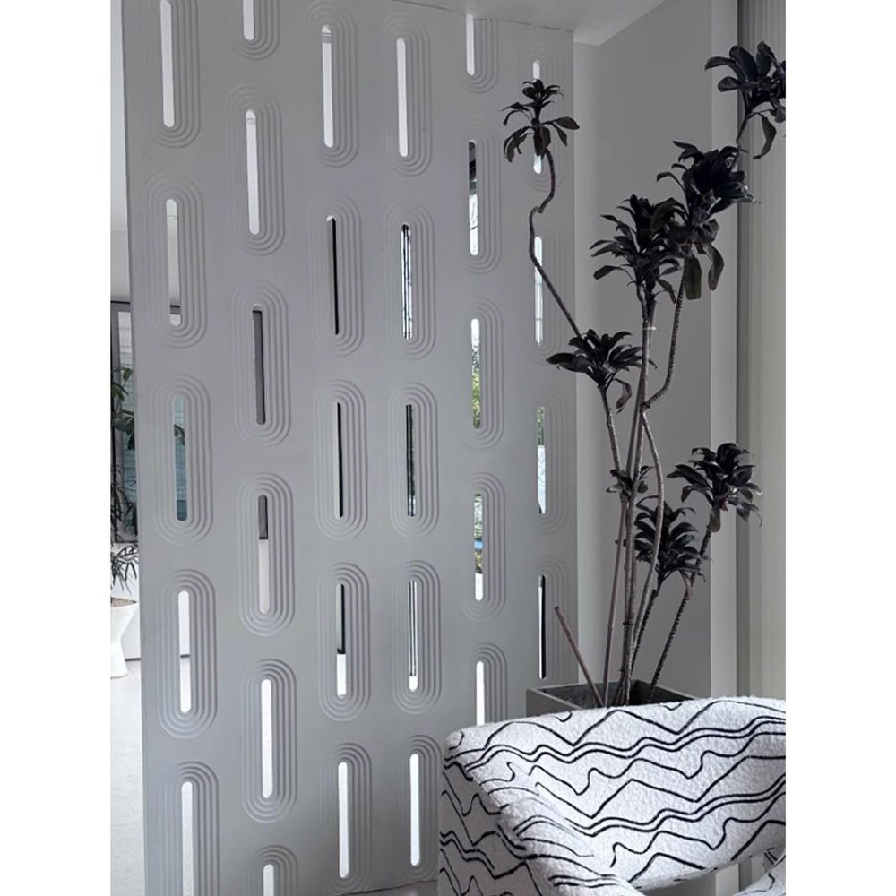 3D Hollow Partition WallPU Components Room Dividers Wall for Living Dining Room Kitchen Bedroom Office Bar Restaurant Home Hotel Decor, Easy to Cut(Gray,5pcs 60x60cm/23.6x23.6in)
