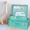HofferRuffer Velvet Storage Trunks with Wood Frame, Set of 2 Storage Chests with Handles, Bedroom Organizer Nesting Upholstered Decorative Boxes Hinged Lid with Gold Hardware Accents (Green Trunks) view 2