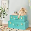 HofferRuffer Velvet Storage Trunks with Wood Frame, Set of 2 Storage Chests with Handles, Bedroom Organizer Nesting Upholstered Decorative Boxes Hinged Lid with Gold Hardware Accents (Green Trunks) view 4