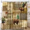Bear Shower Curtain, Rustic Farmhouse Vintage Hunting Deer Elk Moose Adventure Woodland Wild Animals Lodge Cabin Country Style Waterproof Fabric Bathroom Shower Curtain Set with Hooks, 72"x78" Inch view 1