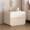 Bedside Table, Modern Bedside Table with 2 Drawers Leather Wrapped Bedroom Furniture Bedside Table Small End Table for Small Space Bedroom Living Room Wooden Bedside Table(Beige,45cm/17.7in) view 1