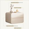 Bedside Table, Modern Bedside Table with 2 Drawers Leather Wrapped Bedroom Furniture Bedside Table Small End Table for Small Space Bedroom Living Room Wooden Bedside Table(Beige,45cm/17.7in) view 3