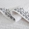 MarCielo 3-Piece 100% Cotton White Striped Quilt Set with Botanical Edge Embroidery TC(Sakura White,King(106" X 98")) view 3
