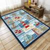 Fouiunler Coast Coastal Area Rug,5x7ft, Sailboat Rudder Lighthouse Printed Fade Resistant Machine Washable Rugs Ocean Theme Living Room Carpet for Bedroom Bedside Kids Mat view 2