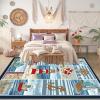 Fouiunler Coast Coastal Area Rug,5x7ft, Sailboat Rudder Lighthouse Printed Fade Resistant Machine Washable Rugs Ocean Theme Living Room Carpet for Bedroom Bedside Kids Mat view 3