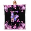 jejeloiu Butterfly Kids Fleece Throw Blanket,Twin 60"x80",Monogrammed Sherpa Blanket Plush Fuzzy,Initial Letter E Soft for Bed Couch Chair Living Room,Floral Print Personalized Letter E,Black Purple view 1