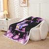 jejeloiu Butterfly Kids Fleece Throw Blanket,Twin 60"x80",Monogrammed Sherpa Blanket Plush Fuzzy,Initial Letter E Soft for Bed Couch Chair Living Room,Floral Print Personalized Letter E,Black Purple view 2