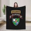 3rd Battalion 75th Ranger Regiment with Ranger Fleece Blanket Black and White - Soft Plush Throw Blanket for Couch, Bed, Sofa - Cozy Home Decor - Perfect for Travel Camping 50x40 Inches view 2