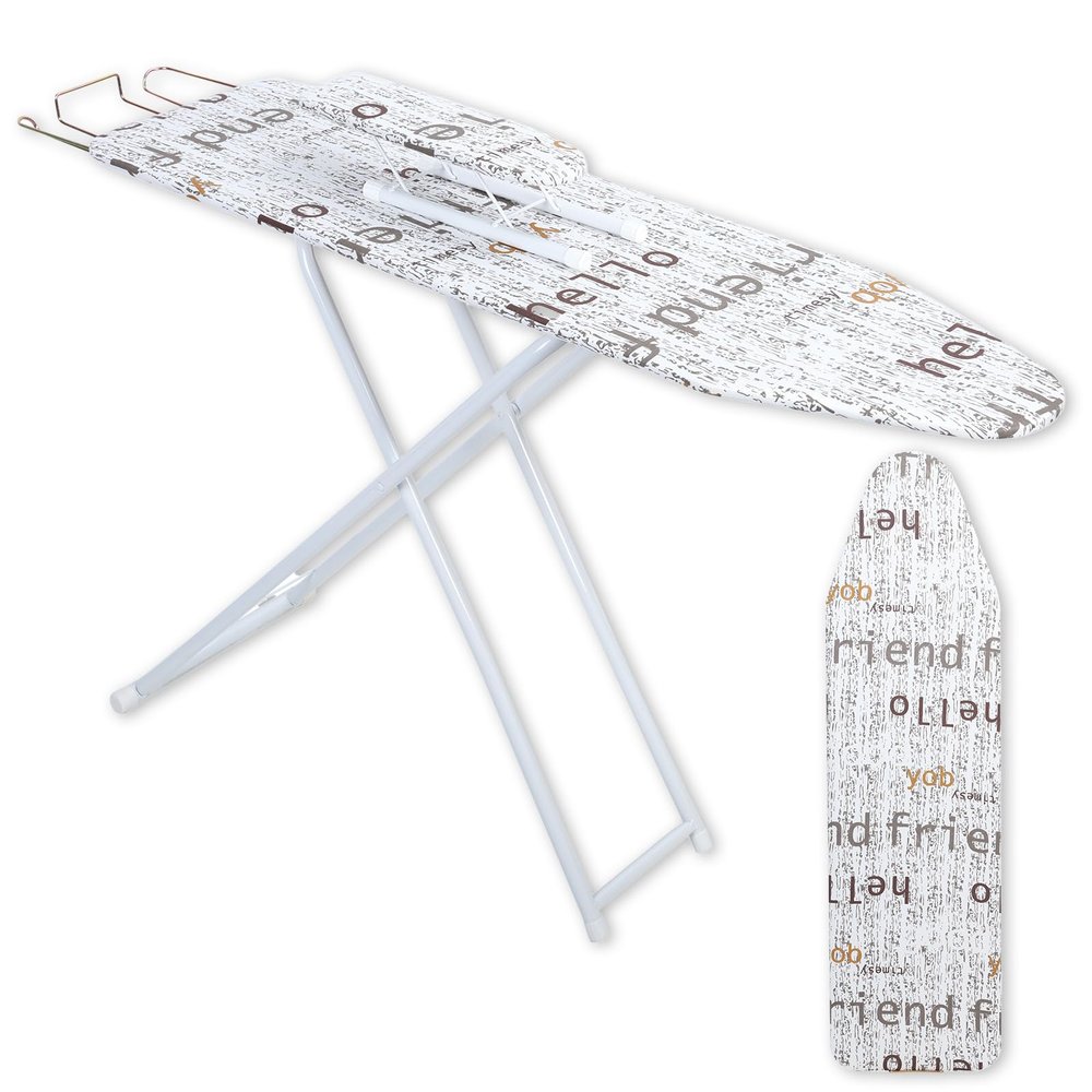 Ironing Board, Height Adjustable Ironing Board Full Size with Sturdy & Non-Slip Feet, Iron Rest, Heat Resistant Cover with Ultra Thick Padding, Easy Storage (42 * 12inch) (White)