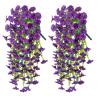 2PCS Artificial Hanging Flowers, Fake Hanging Plants Violets Vines UV Resistant for Wall Home Room Garden Wedding Indoor Outdoor Spring Summer Fall Decoration (Purple1) view 1