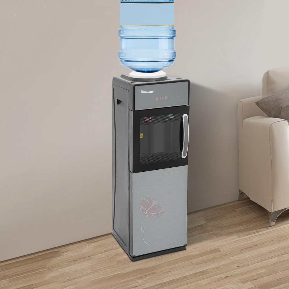 Top Loading Water Dispenser, 5 Gallon Water Cooler Dispenser Freestanding Hot & Cold Water Dispenser with Bottom Storage Cabinet for Home Office