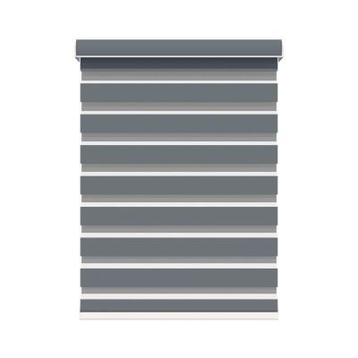 Zebra Blinds for Windows Cordless Zebra Roller Blinds and Shades Dual Layer Blackout Roller Shades Light Filtering and Privacy Custom Sizes for Home Decor (Blackout Dark Gray) 22 * 48in