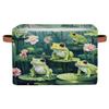 WNRRNW Storage Baskets for Shelves, Fabric Storage Cubes Closet Organizers and Storage Bins with Handles Home Organization, 15x11x9.5 inch(Lotus Frog) view 1