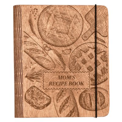 Enjoy The Wood Personalized Recipe Book Binder - Wooden Blank Family Cookbook Journal to Write in Your Own Recipes - Customized Recipe Binder - Recipe Books to Write in (Boulangerie, Small (A6))