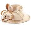 Vobumix Elegant Church Hat Satin Derby Hat Afternoon Tea Headwear for Women Ladies Wedding Tea Party Accessories Gold view 1